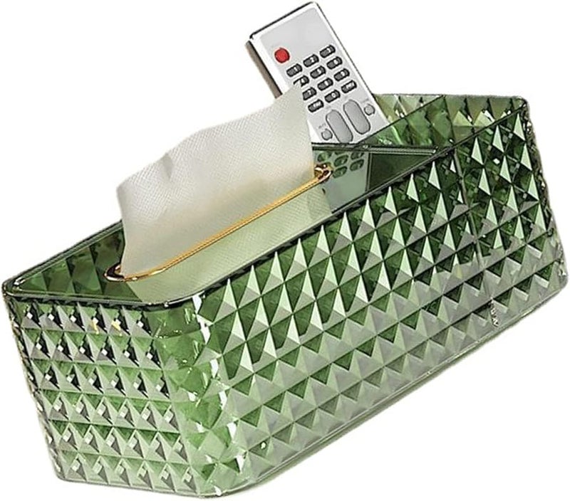 حامل صندوق المناديل الأخضر مع أدراج تخزين فم واسع حواف ناعمة لغرفة المعيشة غرفة النوم - Image 4